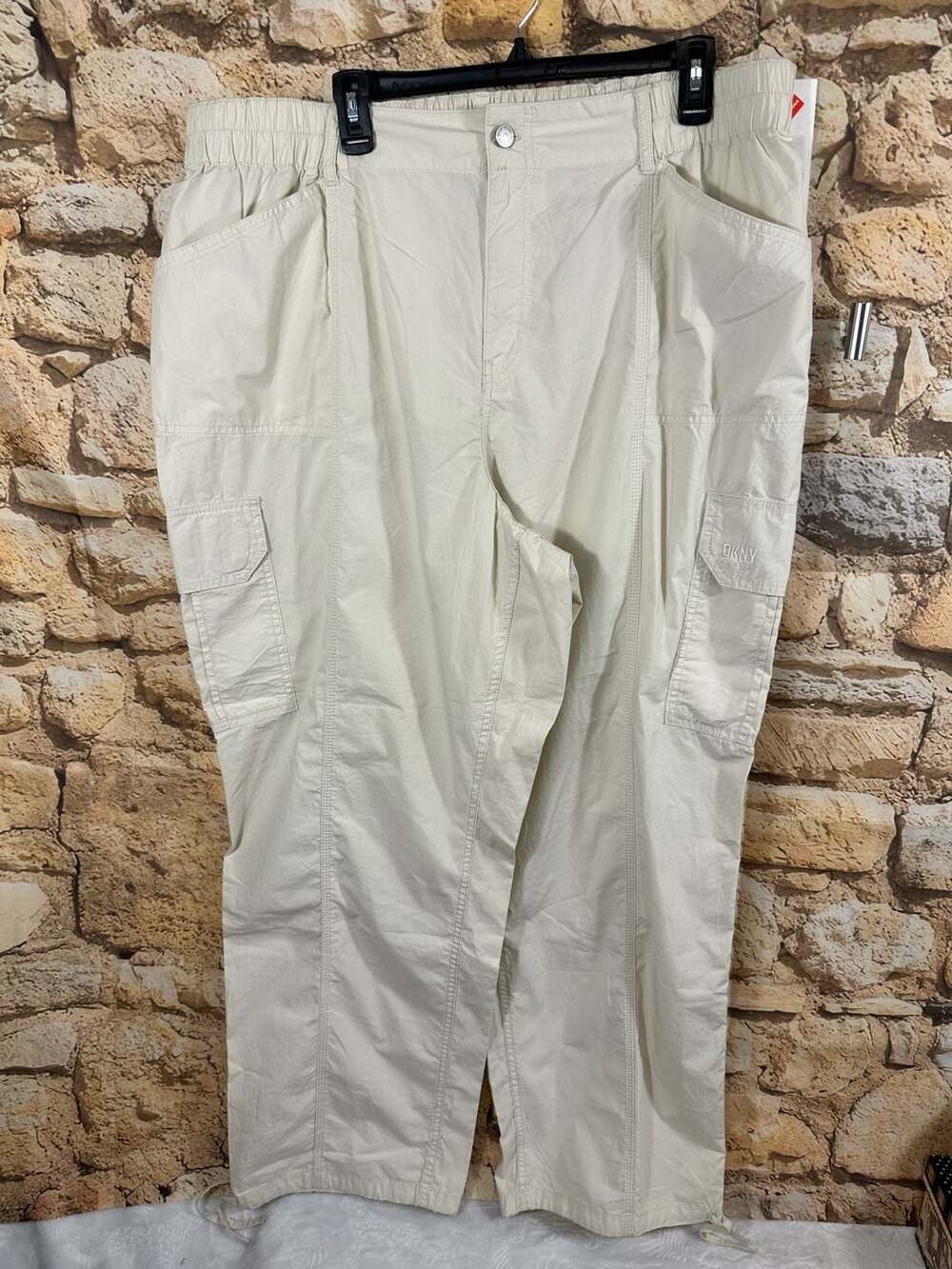 DKNY Cargo Pants Size 2X It City Khaki Utility Drawstring Waist